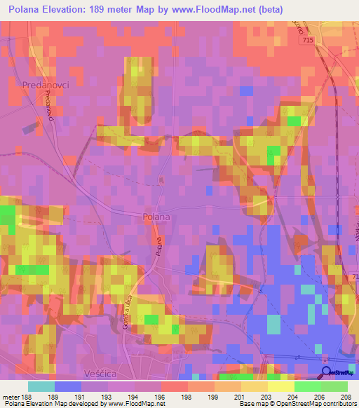 Polana,Slovenia Elevation Map