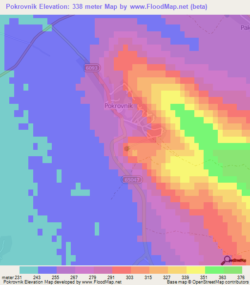 Pokrovnik,Croatia Elevation Map