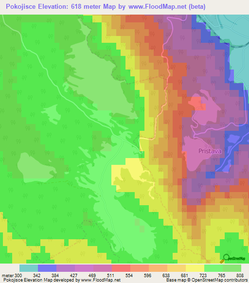 Pokojisce,Slovenia Elevation Map