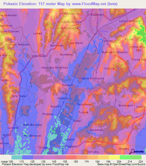 Pokasin,Croatia Elevation Map