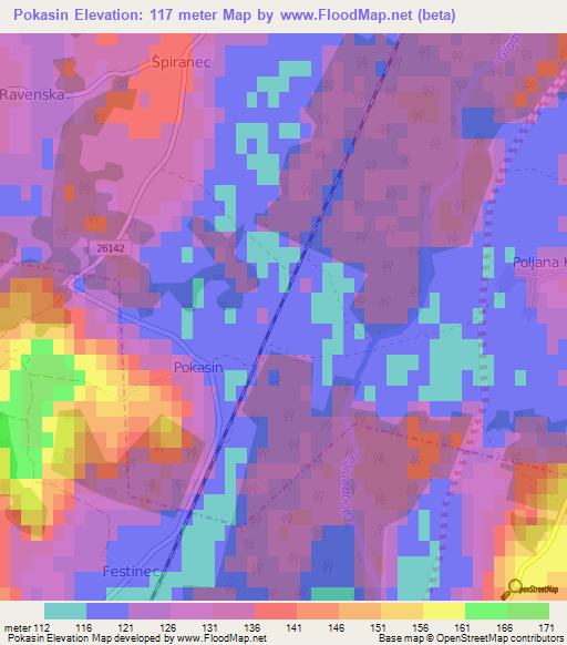 Pokasin,Croatia Elevation Map