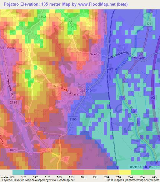 Pojatno,Croatia Elevation Map