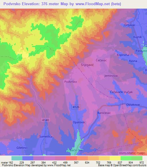 Podvrsko,Croatia Elevation Map