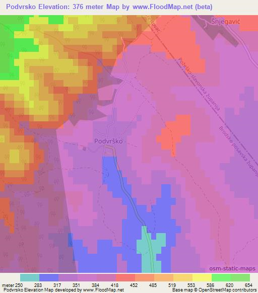Podvrsko,Croatia Elevation Map