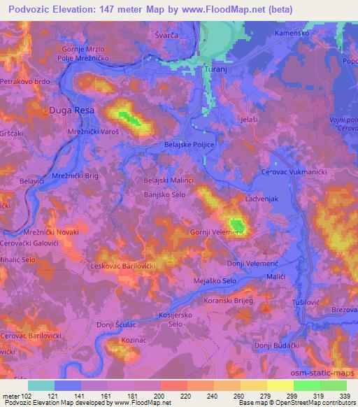 Podvozic,Croatia Elevation Map