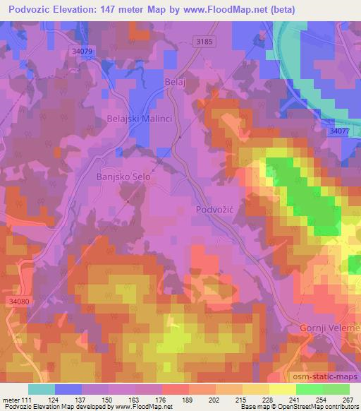 Podvozic,Croatia Elevation Map