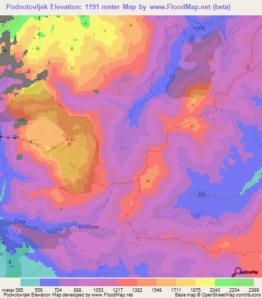 Podvolovljek,Slovenia Elevation Map