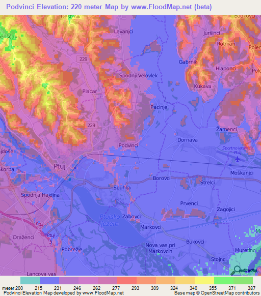 Podvinci,Slovenia Elevation Map
