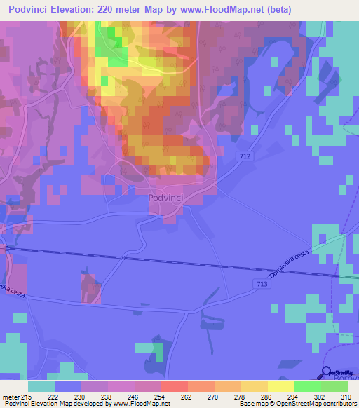 Podvinci,Slovenia Elevation Map