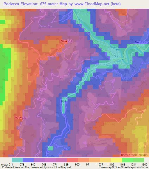 Podveza,Slovenia Elevation Map