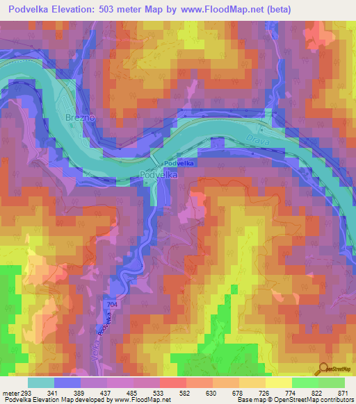 Podvelka,Slovenia Elevation Map