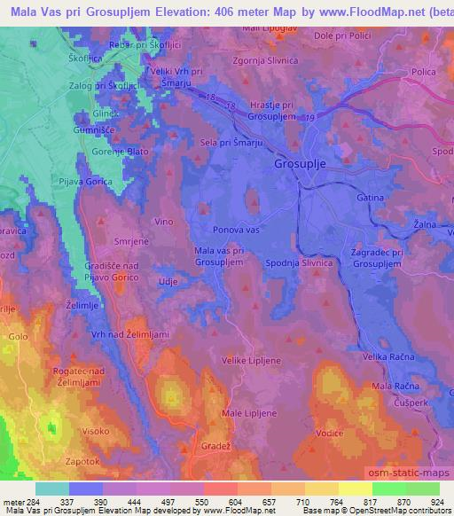 Mala Vas pri Grosupljem,Slovenia Elevation Map