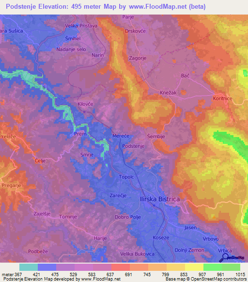 Podstenje,Slovenia Elevation Map