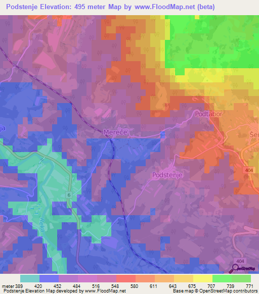 Podstenje,Slovenia Elevation Map