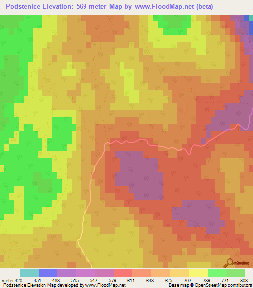 Podstenice,Slovenia Elevation Map