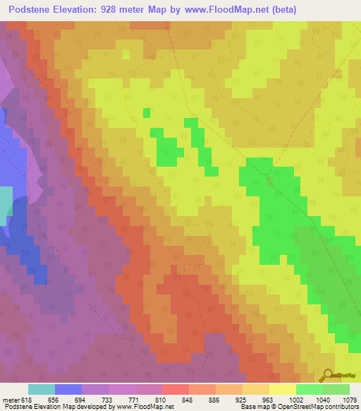 Podstene,Slovenia Elevation Map