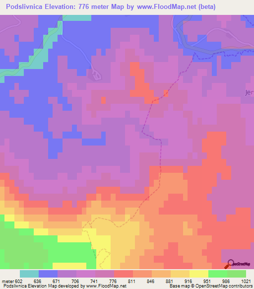 Podslivnica,Slovenia Elevation Map