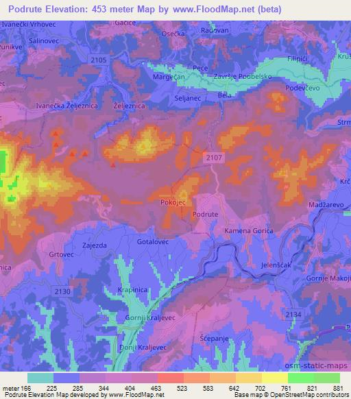 Podrute,Croatia Elevation Map