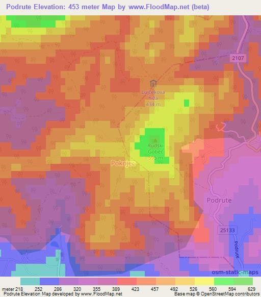 Podrute,Croatia Elevation Map