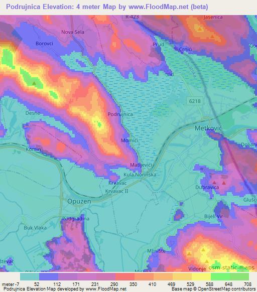 Podrujnica,Croatia Elevation Map