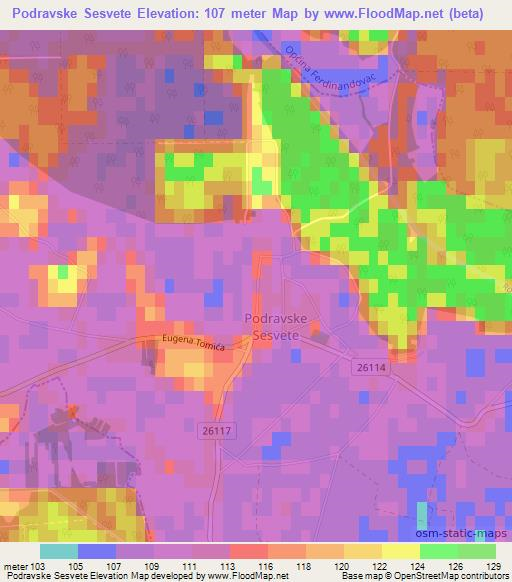 Podravske Sesvete,Croatia Elevation Map