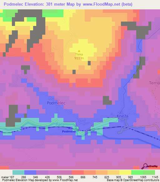 Podmelec,Slovenia Elevation Map