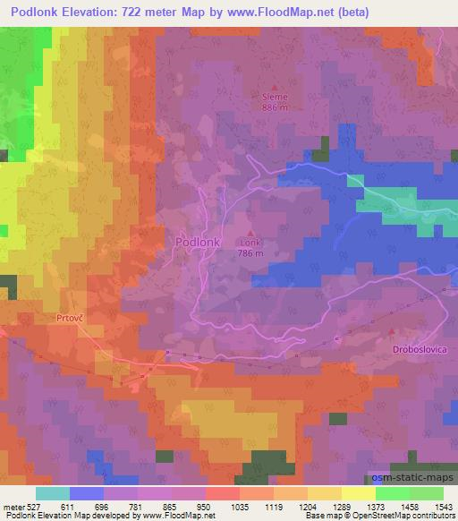 Podlonk,Slovenia Elevation Map