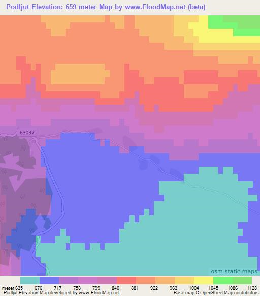 Podljut,Croatia Elevation Map