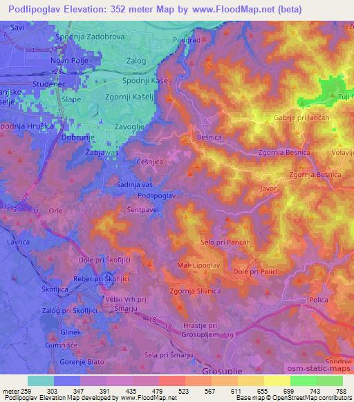 Podlipoglav,Slovenia Elevation Map