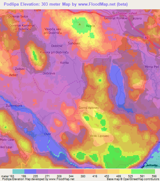 Podlipa,Slovenia Elevation Map