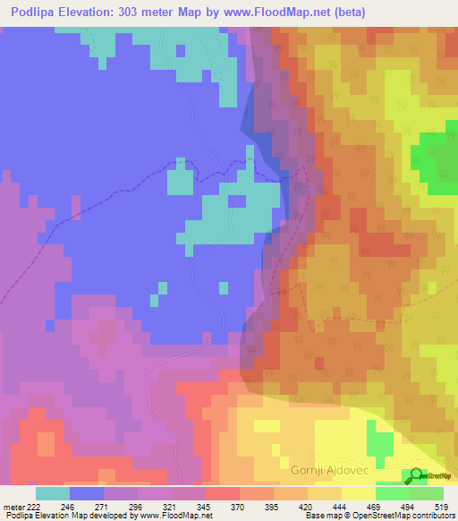 Podlipa,Slovenia Elevation Map