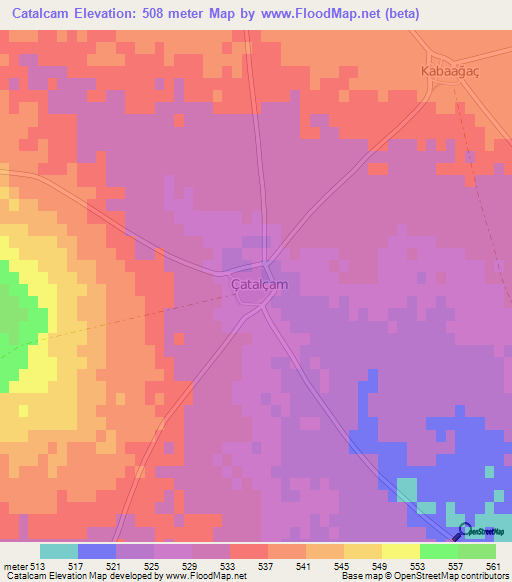 Catalcam,Turkey Elevation Map