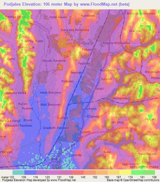 Podjales,Croatia Elevation Map