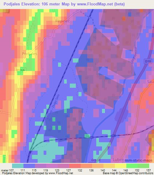 Podjales,Croatia Elevation Map