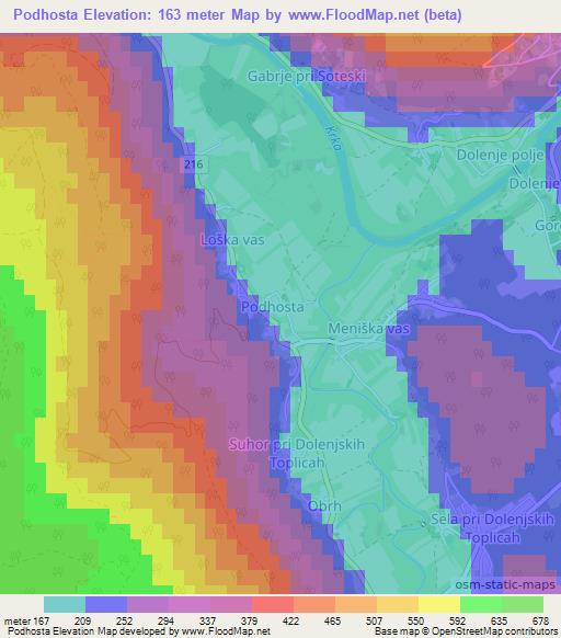 Podhosta,Slovenia Elevation Map