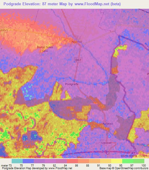 Podgrade,Croatia Elevation Map