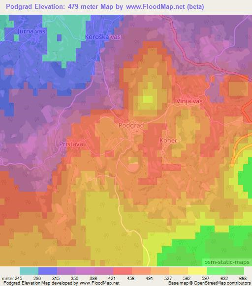 Podgrad,Slovenia Elevation Map