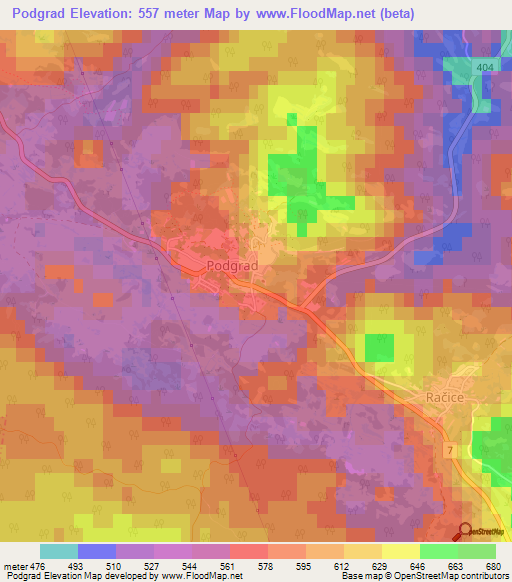 Podgrad,Slovenia Elevation Map