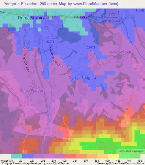 Podgorje,Croatia Elevation Map