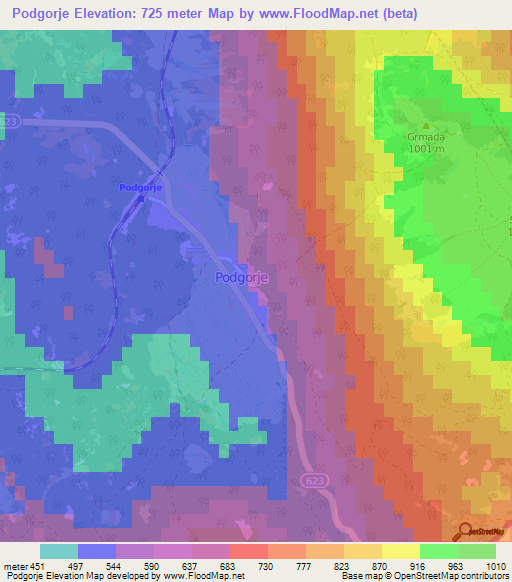 Podgorje,Slovenia Elevation Map