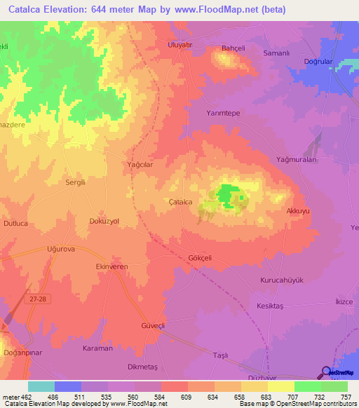 Catalca,Turkey Elevation Map