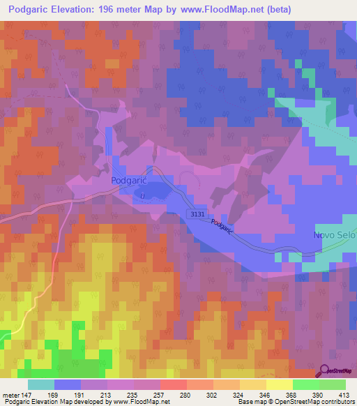 Podgaric,Croatia Elevation Map