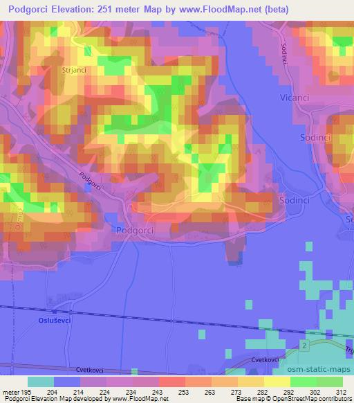 Podgorci,Slovenia Elevation Map