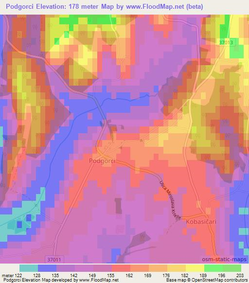 Podgorci,Croatia Elevation Map