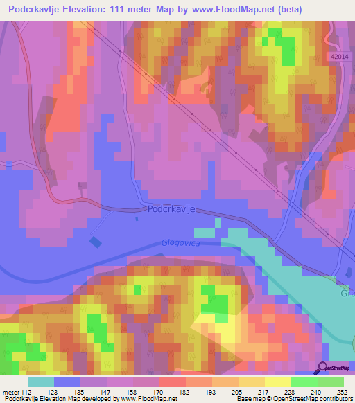 Podcrkavlje,Croatia Elevation Map