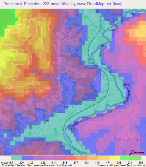 Podcetrtek,Slovenia Elevation Map