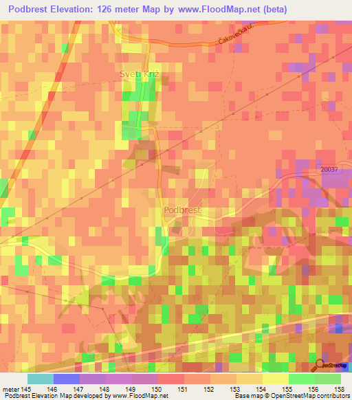 Podbrest,Croatia Elevation Map