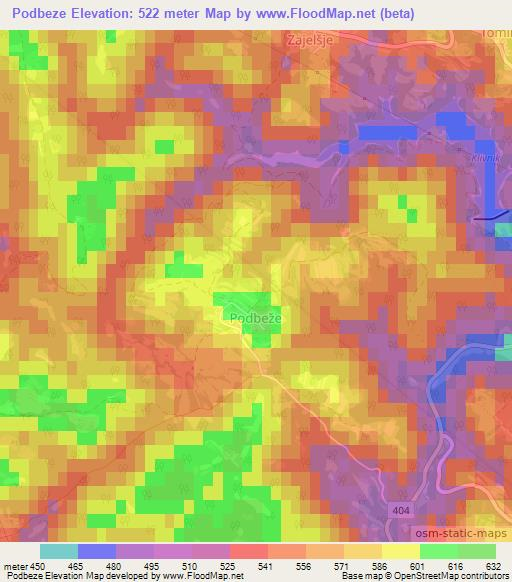 Podbeze,Slovenia Elevation Map