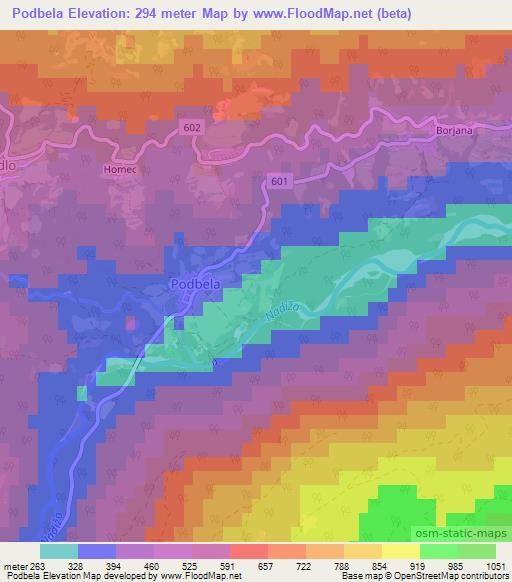 Podbela,Slovenia Elevation Map