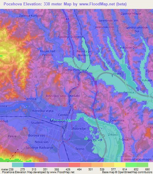 Pocehova,Slovenia Elevation Map